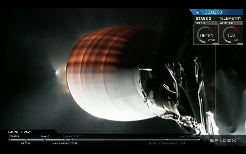 A shot of the secondary booster rocket firing up. (Image: SpaceX)
